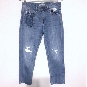 Banana Republic Womens 27 Boyfriend Jeans Distressed‎ Patchwork Light Wash Denim